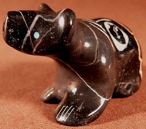 Garrick Acque |  Price:  $60.    | Belgian marble | Bear with sgraffito etching |  CLICK IMAGE for more views & information.