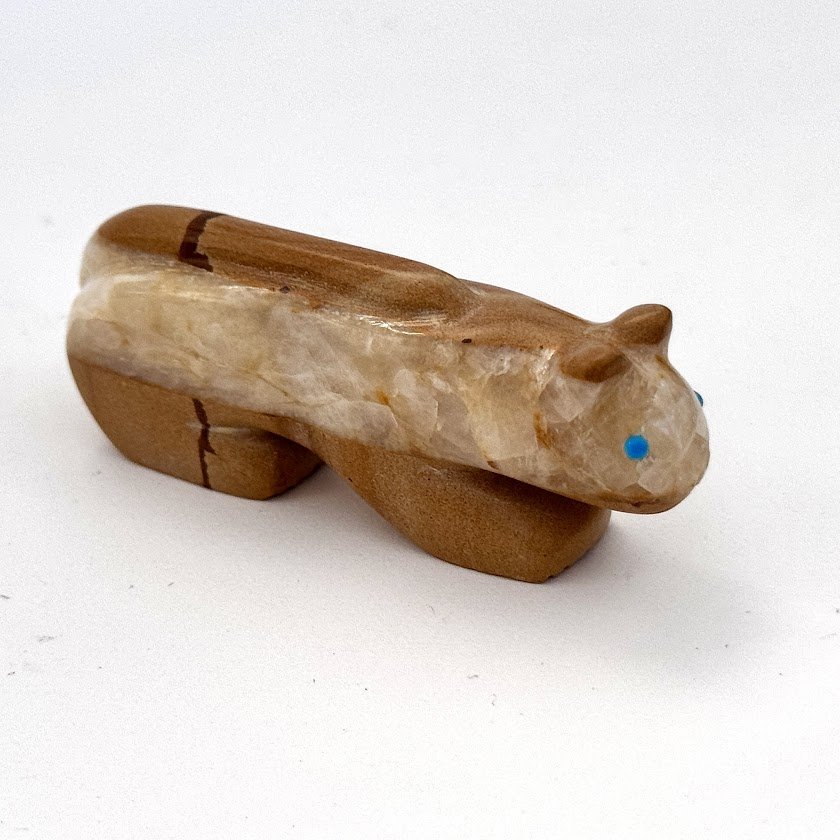 Zuni Spirits is proud to represent a variety of Zuni fetish carvers, including Vernon Lunasee & Prudencia Quam | Calcite | Old Style Mountain Lion!