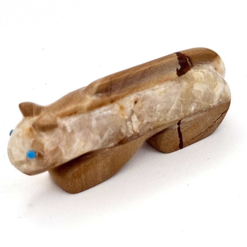 Zuni Spirits is proud to represent a variety of Zuni fetish carvers, including Vernon Lunasee & Prudencia Quam | Calcite | Old Style Mountain Lion!