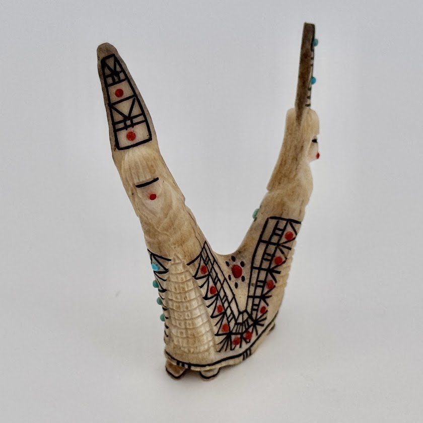 Zuni Spirits is proud to represent a variety of Zuni fetish carvers, including Norman Cooeyate & Jackie Ghahate|TurquoiseDouble Tablita Maids!