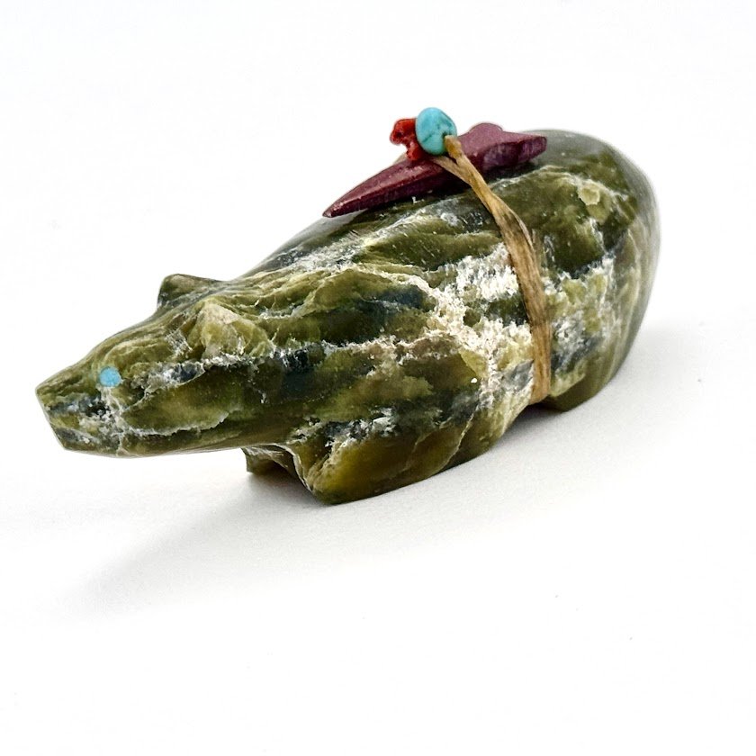 Zuni Spirits is proud to represent a variety of Zuni fetish carvers, including Juana Homer|Green Serpentine Badger!