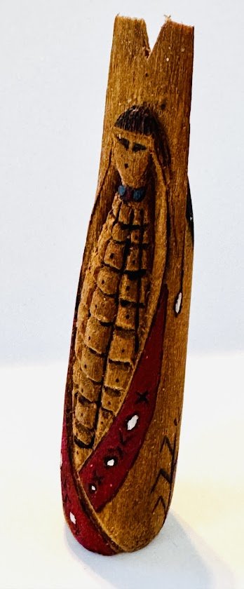 Zuni Spirits is proud to represent a variety of Zuni fetish carvers, including  Ravis O, Sr. Painted Cottonwood Tablita Corn Maiden 