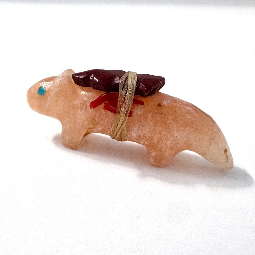 Zuni Spirits is proud to represent a variety of Zuni fetish carvers, including Edna Leki (d.)| Orange Alabaster Wolf